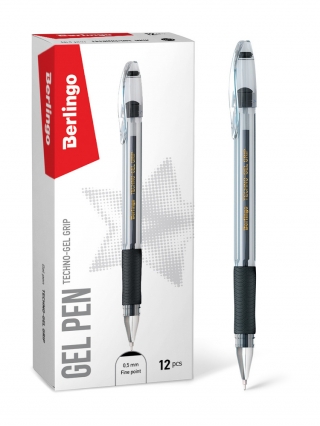 Ручка гелевая Berlingo "Techno-Gel Grip" черная, 0,5мм, грип