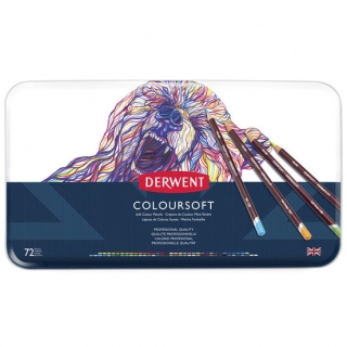 Набор цветных карандашей Derwent Coloursoft 72 цвета, металлический пенал