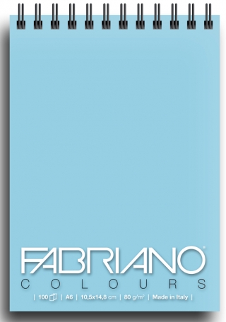 Блокнот для зарисовок Fabriano Colours 80г/м.кв 10,5x14,8см Селеста 100л спираль по короткой стороне