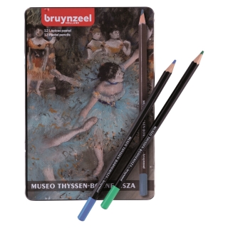 Набор пастельных карандашей Thyssen Bruynzeel "Танцовщица в зеленом" Дега, 12 цветов, в металлическом пенале