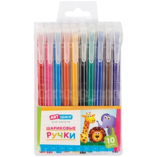 Набор цветных шариковых ручек ArtSpace, 10шт., 10цв., 0,7мм, пластиковый футляр