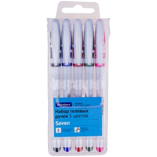 Набор гелевых ручек OfficeSpace 5 цветов, белый корпус, 1,0мм