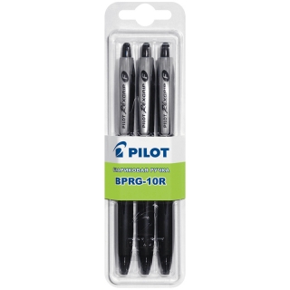 Набор автоматических шариковых ручек Pilot "Rexgrip", 3шт., черные, 0,7мм, грип, блистер