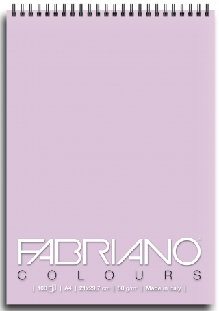 Блокнот для зарисовок Fabriano Colours 80г/м.кв 21x29,7см Лаванда 100л спираль по короткой стороне