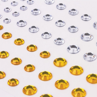 Стразы самоклеящиеся "Круглые" Остров Сокровищ, 6-15 мм, 80 шт., цвет золотой/серебристый, на подложке