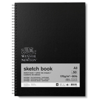 Скетчбук-блокнот для эскизов на спирали Winsor&Newton,170 г/м2, А3, 50 л.