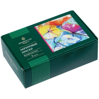 Краски акриловые флуоресцентные Greenwich Line, 6 цветов по 20мл, картон