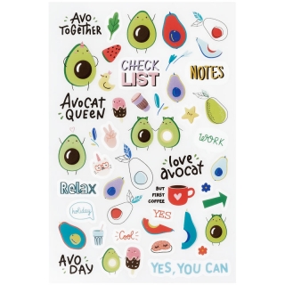 Наклейки ПВХ MESHU "Avocado", 10*21см, 50 наклеек, инд. упаковка