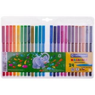 Фломастеры Centropen "Washable", 24цв., смываемые, блистер