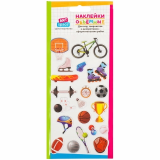 Наклейки объемные ArtSpace "Спорт", 10*19см, пакет, европодвес