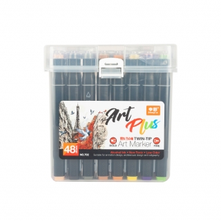 Набор профессиональных двусторонних маркеров для скетчинга, пластиковый бокс с ручкой, 48 цветов