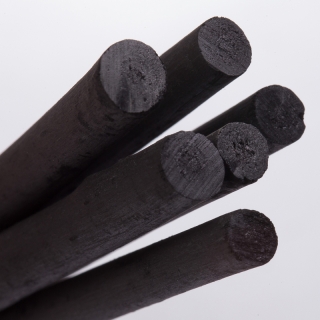 Уголь натуральный Гамма "Московская палитра", ивовый, круглый, Ø 6-8мм, 6шт., картон. упак.