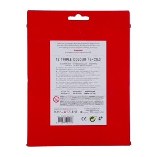 Набор цветных трехгранных карандашей Bruynzeel Kids Triple 12цв + точилка