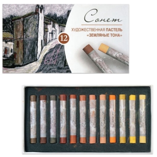 Пастель сухая художественная "Сонет" Невская Палитра, земляные тона, 12 цветов, круглое сечение