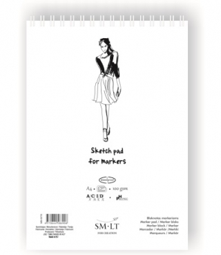 Скетчбук для маркеров SM-LT Art Authentic for Markers 100г/м2 A4 50 листов в папке склейка по длинной стороне