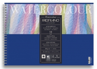 Альбом для акварели Fabriano Watercolour Studio 300г/кв.м (25%хлопок) 21x29,7см Фин 12л спираль по короткой стороне