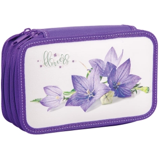 Пенал 3 отделения, 190*115 ArtSpace "Цветы", ламинация, конгрев, блестки