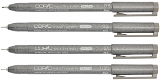 Набор ручек капиллярных Copic  Multiliner серый теплый 4шт (0.05, 0.1, 0.3, 0.5мм)