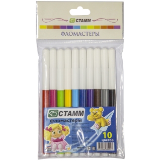 Фломастеры Стамм "Веселые игрушки", 10цв., смываемые, пакет, европодвес