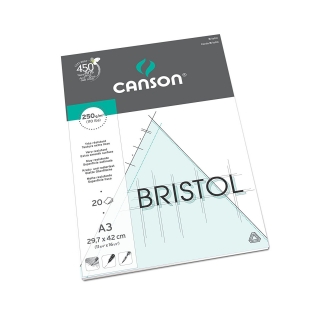 Альбом для графики Canson Bristol 250г/кв.м 29.7*42см 20листов Гладкая склейка по короткой стороне
