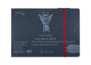 Скетчбук SM-LT Art Authenticbook Grey 180г/м2 24.5х17.6см 18л серая бумага с закладкой-застежкой сшитый
