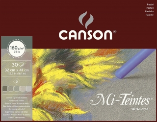 Альбом для пастели Canson Mi-Teintes 5 "серых" цветов 160г/кв.м 32*41см 30листов, склейка