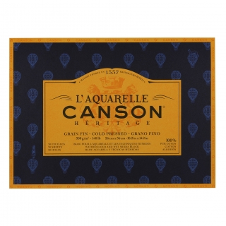 Блок для акварели Canson Heritage 300г/кв.м (хлопок) 26*36см 20листов Фин склейка по 4 сторонам