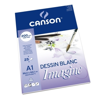 Альбом для графики Canson Imagine 200г/кв.м 59.4*84.1см 25листов Мелкое зерно склейка по короткой стороне