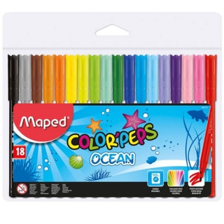 Набор фломастеров Color Peps Ocean Maped, смываемые, 18 цветов