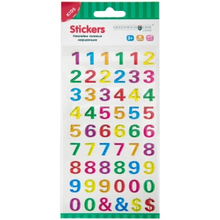 Наклейки гелевые мерцающие Greenwich Line "Цифры", 9,5*17,5см, пакет, европодвес