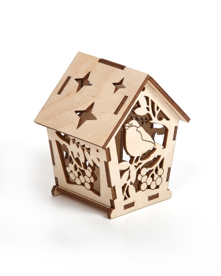 Заготовка Timberlicious для декорирования Фонарик Снегирь на рябине 8.5х7х10см