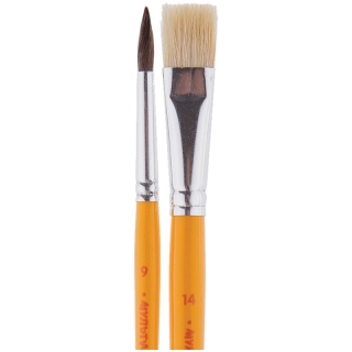 Набор кистей №2 Мульти-Пульти, 2шт., круглая №9 пони, плоская №14 щетина