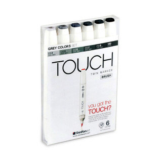 Набор маркеров TOUCH BRUSH "Серые тона" 6 шт