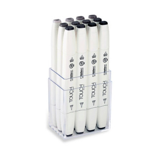 Набор маркеров TOUCH BRUSH "Теплые серые тона" 12 шт