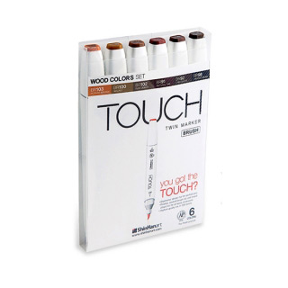 Набор маркеров TOUCH BRUSH "Древесные тона" 6 шт