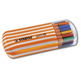 Набор капиллярных ручек Point 88 STABILO для письма, рисования, 20 цветов в пенале Zebrui