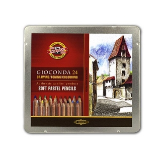 Сухая пастель в карандашах Gioconda KOH-I-NOOR набор 24 цвета, металлический пенал