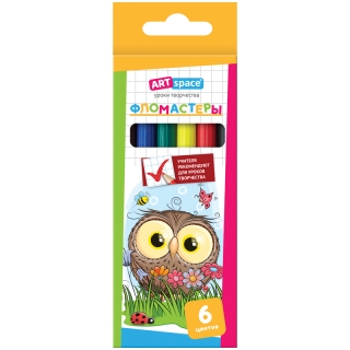 Фломастеры ArtSpace "Совята", 06цв., смываемые, картон, европодвес