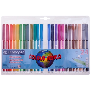 Фломастеры Centropen "Colour World", 24цв., трехгранные, смываемые, блистер