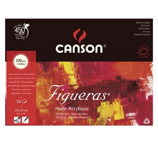 Блок для масла Canson Figueras 290г/кв.м 33*24см 10листов Зерно холста склейка по 4 сторонам