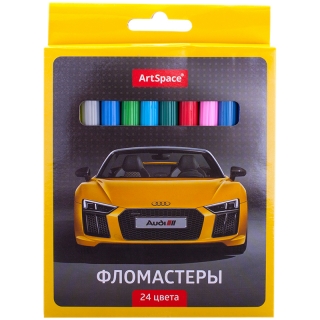 Фломастеры ArtSpace "Машинки", 24цв., смываемые, картон, европодвес