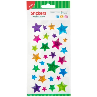 Наклейки гелевые мерцающие Greenwich Line "Звездочки", 9,5*17,5см, пакет, европодвес