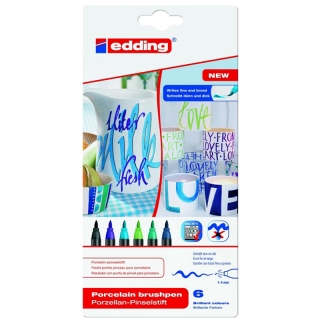 Набор маркеров для письма по фарфору Edding "4200_3" 6цв., гибкий пишущий узел, 1,0-4,0мм