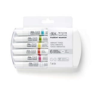 Набор маркеров Winsor&Newton Pigment Marker 6шт., яркие оттенки