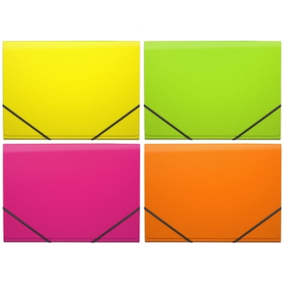 Папка 12 отделений Erich Krause "Glance Neon", А4, 600мкм, на резинке, ассорти