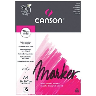 Альбом для маркера Canson Marker Layout 70г/кв.м 21*29.7см 70листов экстра гладкая склейка по короткой стороне