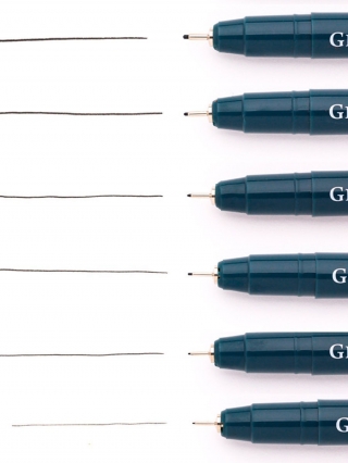 Линер черный GrafArt Малевич, капиллярные ручки, набор 6 шт.