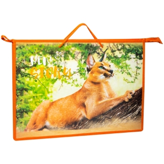 Папка для чертежей и рисунков А3 ArtSpace "Дикие кошки", пластик, на молнии