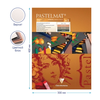 Альбом для пастели Clairefontaine "Pastelmat", 300х400 мм, 360г/м2, склейка, 12 л, бархат, цветной блок