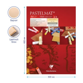 Альбом для пастели Clairefontaine "Pastelmat", 300х400 мм, 360г/м2, склейка, 12 л, бархат, цветной блок